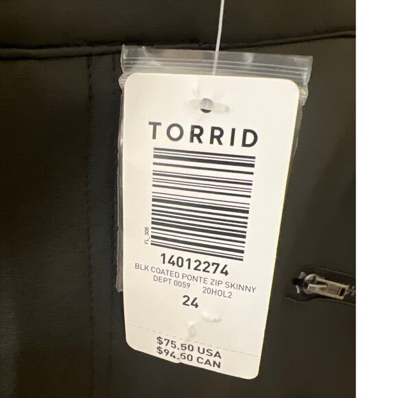 Torrid Plus Size Black Coated Ponte Multi Zip Faux Leather Pants Size 24 - Picture 3 of 5
